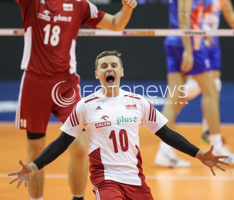  05.01.2016 BERLIN NIEMCY<br />SIATKOWKA MEZCZYZN KWALIFIKACJE DO IGRZYSK OLIMPIJSKICH W BRAZYLII <br />2016 Mens Volleyball European Olympic Qualification Tournament in Berlin<br />MECZ POLSKA - SERBIA ( Poland - Serbia ) <br />N/Z DAMIAN WOJTASZEK RADOSC EMOCJE SYLWETKA <br /> 