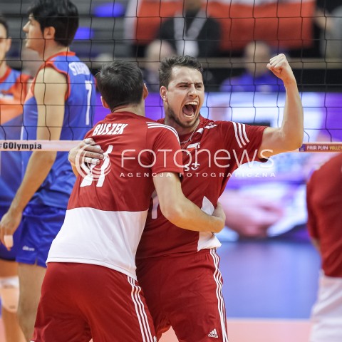  05.01.2016 BERLIN NIEMCY<br />SIATKOWKA MEZCZYZN KWALIFIKACJE DO IGRZYSK OLIMPIJSKICH W BRAZYLII <br />2016 Mens Volleyball European Olympic Qualification Tournament in Berlin<br />MECZ POLSKA - SERBIA ( Poland - Serbia ) <br />N/Z FABIAN DRZYZGA RADOSC EMOCJE PO ZDOBYCIU OSTATNIEGO PUNKTU WYGRANA<br /> 