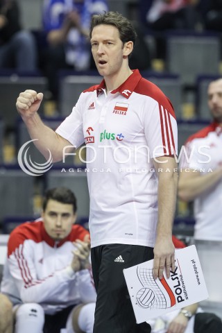  07.01.2016 BERLIN NIEMCY<br />SIATKOWKA MEZCZYZN KWALIFIKACJE DO IGRZYSK OLIMPIJSKICH W BRAZYLII <br />2016 Mens Volleyball European Olympic Qualification Tournament in Berlin<br />MECZ POLSKA - BELGIA ( Poland -Belgium ) <br />N/Z STEPHANE ANTIGA - I TRENER ( HEAD COACH ) SYLWETKA RADOSC EMOCJE <br /> 