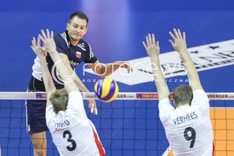  07.01.2016 BERLIN NIEMCY<br />SIATKOWKA MEZCZYZN KWALIFIKACJE DO IGRZYSK OLIMPIJSKICH W BRAZYLII <br />2016 Mens Volleyball European Olympic Qualification Tournament in Berlin<br />MECZ POLSKA - BELGIA ( Poland -Belgium ) <br />N/Z BARTOSZ KUREK <br /> 
