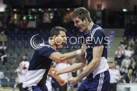  07.01.2016 BERLIN NIEMCY<br />SIATKOWKA MEZCZYZN KWALIFIKACJE DO IGRZYSK OLIMPIJSKICH W BRAZYLII <br />2016 Mens Volleyball European Olympic Qualification Tournament in Berlin<br />MECZ POLSKA - BELGIA ( Poland -Belgium ) <br />N/Z FABIAN DRZYZGA KAROL KLOS RADOSC EMOCJE WYGRANA AWANS DO POLFINALU<br /> 