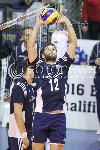  07.01.2016 BERLIN NIEMCY<br />SIATKOWKA MEZCZYZN KWALIFIKACJE DO IGRZYSK OLIMPIJSKICH W BRAZYLII <br />2016 Mens Volleyball European Olympic Qualification Tournament in Berlin<br />MECZ POLSKA - BELGIA ( Poland -Belgium ) <br />N/Z GRZEGORZ LOMACZ SYLWETKA <br /> 