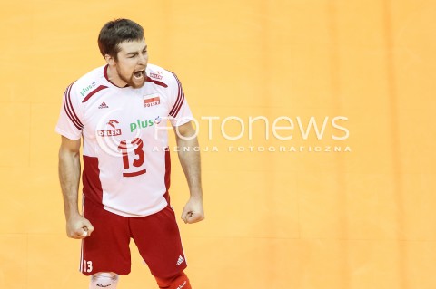  08.01.2016 BERLIN NIEMCY<br />SIATKOWKA MEZCZYZN KWALIFIKACJE DO IGRZYSK OLIMPIJSKICH W BRAZYLII <br />2016 Mens Volleyball European Olympic Qualification Tournament in Berlin<br />MECZ POLSKA - NIEMCY ( Poland - Germany ) <br />N/Z MICHAL KUBIAK RADOSC EMOCJE SYLWETKA <br /> 