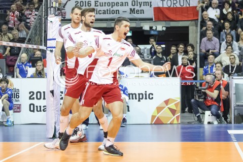 08.01.2016 BERLIN NIEMCY<br />SIATKOWKA MEZCZYZN KWALIFIKACJE DO IGRZYSK OLIMPIJSKICH W BRAZYLII <br />2016 Mens Volleyball European Olympic Qualification Tournament in Berlin<br />MECZ POLSKA - NIEMCY ( Poland - Germany ) <br />N/Z WOJCIECH ZALINSKI ANDRZEJ WRONA RADOSC EMOCJE <br /> 