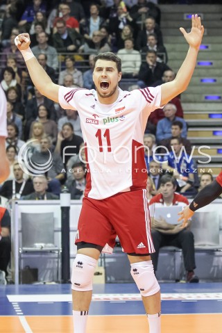  08.01.2016 BERLIN NIEMCY<br />SIATKOWKA MEZCZYZN KWALIFIKACJE DO IGRZYSK OLIMPIJSKICH W BRAZYLII <br />2016 Mens Volleyball European Olympic Qualification Tournament in Berlin<br />MECZ POLSKA - NIEMCY ( Poland - Germany ) <br />N/Z FABIAN DRZYZGA RADOSC EMOCJE SYLWETKA <br /> 