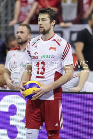  08.01.2016 BERLIN NIEMCY<br />SIATKOWKA MEZCZYZN KWALIFIKACJE DO IGRZYSK OLIMPIJSKICH W BRAZYLII <br />2016 Mens Volleyball European Olympic Qualification Tournament in Berlin<br />MECZ POLSKA - NIEMCY ( Poland - Germany ) <br />N/Z MICHAL KUBIAK SYLWETKA <br /> 