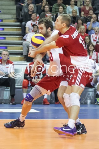  08.01.2016 BERLIN NIEMCY<br />SIATKOWKA MEZCZYZN KWALIFIKACJE DO IGRZYSK OLIMPIJSKICH W BRAZYLII <br />2016 Mens Volleyball European Olympic Qualification Tournament in Berlin<br />MECZ POLSKA - NIEMCY ( Poland - Germany ) <br />N/Z PAWEL ZATORSKI MATEUSZ MIKA <br /> 