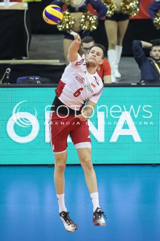  08.01.2016 BERLIN NIEMCY<br />SIATKOWKA MEZCZYZN KWALIFIKACJE DO IGRZYSK OLIMPIJSKICH W BRAZYLII <br />2016 Mens Volleyball European Olympic Qualification Tournament in Berlin<br />MECZ POLSKA - NIEMCY ( Poland - Germany ) <br />N/Z BARTOSZ KUREK ZAGRYWKA SYLWETKA <br /> 