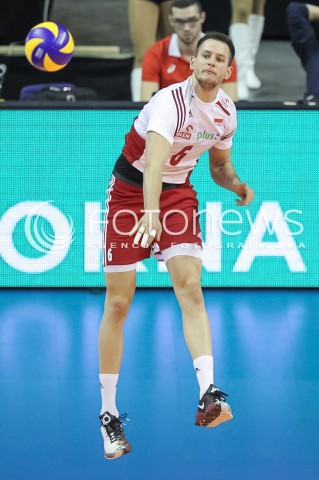  08.01.2016 BERLIN NIEMCY<br />SIATKOWKA MEZCZYZN KWALIFIKACJE DO IGRZYSK OLIMPIJSKICH W BRAZYLII <br />2016 Mens Volleyball European Olympic Qualification Tournament in Berlin<br />MECZ POLSKA - NIEMCY ( Poland - Germany ) <br />N/Z BARTOSZ KUREK ZAGRYWKA SYLWETKA <br /> 