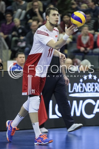  08.01.2016 BERLIN NIEMCY<br />SIATKOWKA MEZCZYZN KWALIFIKACJE DO IGRZYSK OLIMPIJSKICH W BRAZYLII <br />2016 Mens Volleyball European Olympic Qualification Tournament in Berlin<br />MECZ POLSKA - NIEMCY ( Poland - Germany ) <br />N/Z FABIAN DRZYZGA SYLWETKA <br /> 