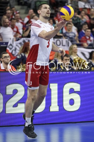  08.01.2016 BERLIN NIEMCY<br />SIATKOWKA MEZCZYZN KWALIFIKACJE DO IGRZYSK OLIMPIJSKICH W BRAZYLII <br />2016 Mens Volleyball European Olympic Qualification Tournament in Berlin<br />MECZ POLSKA - NIEMCY ( Poland - Germany ) <br />N/Z DAWID KONARSKI SYLWETKA <br /> 