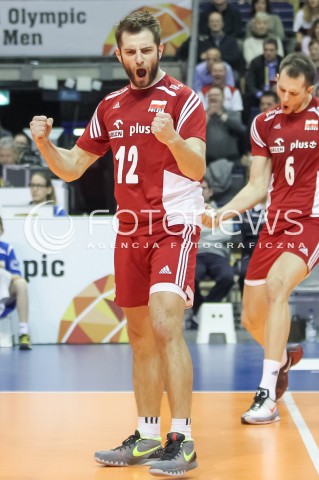  09.01.2016 BERLIN NIEMCY<br />SIATKOWKA MEZCZYZN KWALIFIKACJE DO IGRZYSK OLIMPIJSKICH W BRAZYLII <br />2016 Mens Volleyball European Olympic Qualification Tournament in Berlin<br />POLFINAL 2 - SEMIFINAL<br />MECZ FRANCJA - POLSKA ( France - Poland ) <br />N/Z GRZEGORZ LOMACZ RADOSC EMOCJE SYLWETKA <br /> 
