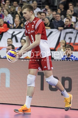  09.01.2016 BERLIN NIEMCY<br />SIATKOWKA MEZCZYZN KWALIFIKACJE DO IGRZYSK OLIMPIJSKICH W BRAZYLII <br />2016 Mens Volleyball European Olympic Qualification Tournament in Berlin<br />POLFINAL 2 - SEMIFINAL<br />MECZ FRANCJA - POLSKA ( France - Poland ) <br />N/Z MATEUSZ BIENIEK SYLWETKA <br /> 