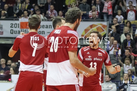  09.01.2016 BERLIN NIEMCY<br />SIATKOWKA MEZCZYZN KWALIFIKACJE DO IGRZYSK OLIMPIJSKICH W BRAZYLII <br />2016 Mens Volleyball European Olympic Qualification Tournament in Berlin<br />POLFINAL 2 - SEMIFINAL<br />MECZ FRANCJA - POLSKA ( France - Poland ) <br />N/Z MICHAL KUBIAK RADOSC EMOCJE <br /> 