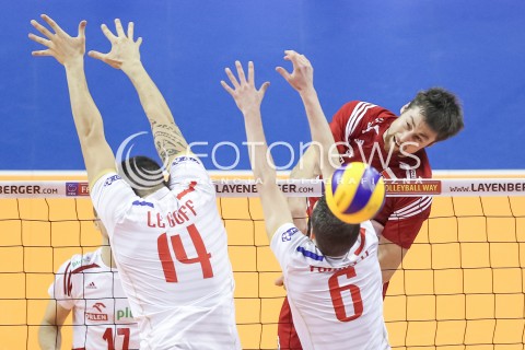  09.01.2016 BERLIN NIEMCY<br />SIATKOWKA MEZCZYZN KWALIFIKACJE DO IGRZYSK OLIMPIJSKICH W BRAZYLII <br />2016 Mens Volleyball European Olympic Qualification Tournament in Berlin<br />POLFINAL 2 - SEMIFINAL<br />MECZ FRANCJA - POLSKA ( France - Poland ) <br />N/Z MICHAL KUBIAK <br /> 