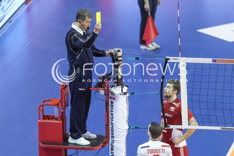  09.01.2016 BERLIN NIEMCY<br />SIATKOWKA MEZCZYZN KWALIFIKACJE DO IGRZYSK OLIMPIJSKICH W BRAZYLII <br />2016 Mens Volleyball European Olympic Qualification Tournament in Berlin<br />POLFINAL 2 - SEMIFINAL<br />MECZ FRANCJA - POLSKA ( France - Poland ) <br />N/Z BENJAMIN TONIUTTI MICHAL KUBIAK SEDZIA ZOLTA KARTKA<br /> 