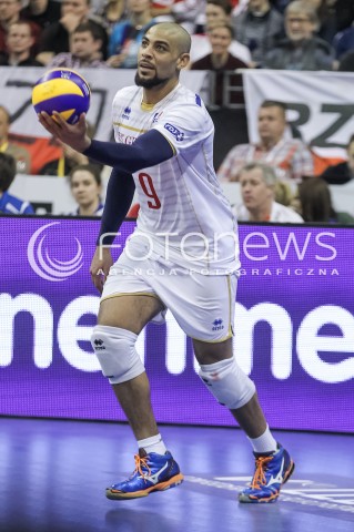  09.01.2016 BERLIN NIEMCY<br />SIATKOWKA MEZCZYZN KWALIFIKACJE DO IGRZYSK OLIMPIJSKICH W BRAZYLII <br />2016 Mens Volleyball European Olympic Qualification Tournament in Berlin<br />POLFINAL 2 - SEMIFINAL<br />MECZ FRANCJA - POLSKA ( France - Poland ) <br />N/Z EARVIN NGAPETH SYLWETKA <br /> 