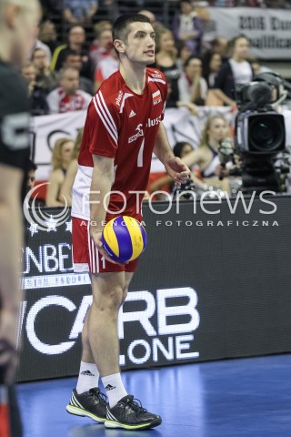  09.01.2016 BERLIN NIEMCY<br />SIATKOWKA MEZCZYZN KWALIFIKACJE DO IGRZYSK OLIMPIJSKICH W BRAZYLII <br />2016 Mens Volleyball European Olympic Qualification Tournament in Berlin<br />POLFINAL 2 - SEMIFINAL<br />MECZ FRANCJA - POLSKA ( France - Poland ) <br />N/Z WOJCIECH ZALINSKI SYLWETKA <br /> 
