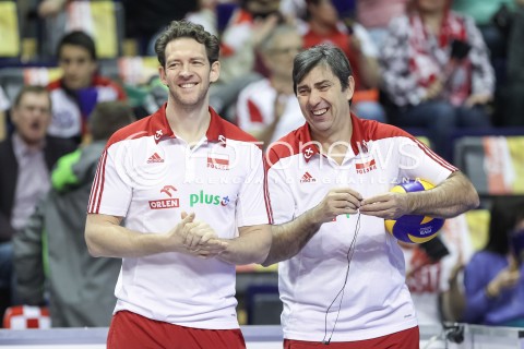  10.01.2016 BERLIN NIEMCY<br />SIATKOWKA MEZCZYZN KWALIFIKACJE DO IGRZYSK OLIMPIJSKICH W BRAZYLII <br />2016 Mens Volleyball European Olympic Qualification Tournament in Berlin<br />MECZ O 3. MIEJSCE - 3RD PLACE MATCH<br />MECZ POLSKA - NIEMCY ( Poland - Germany ) <br />N/Z STEPHANE ANTIGA - I TRENER ( HEAD COACH ) PHILIPPE BLAIN - II TRENER ( ASSISTANT COACH ) RADOSC EMOCJE SYLWETKA <br /> 