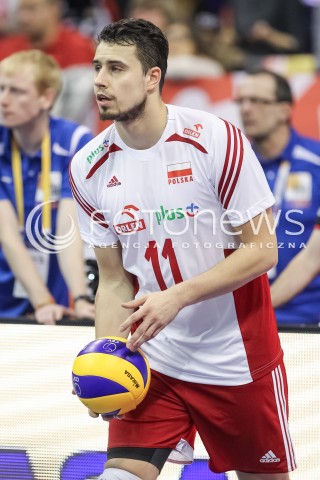  10.01.2016 BERLIN NIEMCY<br />SIATKOWKA MEZCZYZN KWALIFIKACJE DO IGRZYSK OLIMPIJSKICH W BRAZYLII <br />2016 Mens Volleyball European Olympic Qualification Tournament in Berlin<br />MECZ O 3. MIEJSCE - 3RD PLACE MATCH<br />MECZ POLSKA - NIEMCY ( Poland - Germany ) <br />N/Z FABIAN DRZYZGA SYLWETKA <br /> 