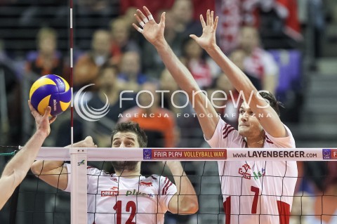  10.01.2016 BERLIN NIEMCY<br />SIATKOWKA MEZCZYZN KWALIFIKACJE DO IGRZYSK OLIMPIJSKICH W BRAZYLII <br />2016 Mens Volleyball European Olympic Qualification Tournament in Berlin<br />MECZ O 3. MIEJSCE - 3RD PLACE MATCH<br />MECZ POLSKA - NIEMCY ( Poland - Germany ) <br />N/Z GRZEGORZ LOMACZ KAROL KLOS BLOK<br /> 