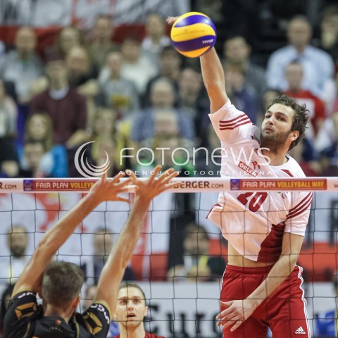 10.01.2016 BERLIN NIEMCY<br />SIATKOWKA MEZCZYZN KWALIFIKACJE DO IGRZYSK OLIMPIJSKICH W BRAZYLII <br />2016 Mens Volleyball European Olympic Qualification Tournament in Berlin<br />MECZ O 3. MIEJSCE - 3RD PLACE MATCH<br />MECZ POLSKA - NIEMCY ( Poland - Germany ) <br />N/Z MATEUSZ MIKA <br /> 