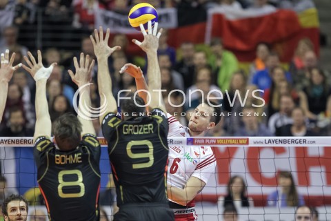  10.01.2016 BERLIN NIEMCY<br />SIATKOWKA MEZCZYZN KWALIFIKACJE DO IGRZYSK OLIMPIJSKICH W BRAZYLII <br />2016 Mens Volleyball European Olympic Qualification Tournament in Berlin<br />MECZ O 3. MIEJSCE - 3RD PLACE MATCH<br />MECZ POLSKA - NIEMCY ( Poland - Germany ) <br />N/Z BARTOSZ KUREK <br /> 