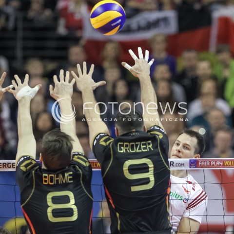  10.01.2016 BERLIN NIEMCY<br />SIATKOWKA MEZCZYZN KWALIFIKACJE DO IGRZYSK OLIMPIJSKICH W BRAZYLII <br />2016 Mens Volleyball European Olympic Qualification Tournament in Berlin<br />MECZ O 3. MIEJSCE - 3RD PLACE MATCH<br />MECZ POLSKA - NIEMCY ( Poland - Germany ) <br />N/Z BARTOSZ KUREK <br /> 