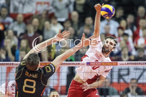  10.01.2016 BERLIN NIEMCY<br />SIATKOWKA MEZCZYZN KWALIFIKACJE DO IGRZYSK OLIMPIJSKICH W BRAZYLII <br />2016 Mens Volleyball European Olympic Qualification Tournament in Berlin<br />MECZ O 3. MIEJSCE - 3RD PLACE MATCH<br />MECZ POLSKA - NIEMCY ( Poland - Germany ) <br />N/Z MATEUSZ MIKA <br /> 