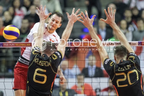  10.01.2016 BERLIN NIEMCY<br />SIATKOWKA MEZCZYZN KWALIFIKACJE DO IGRZYSK OLIMPIJSKICH W BRAZYLII <br />2016 Mens Volleyball European Olympic Qualification Tournament in Berlin<br />MECZ O 3. MIEJSCE - 3RD PLACE MATCH<br />MECZ POLSKA - NIEMCY ( Poland - Germany ) <br />N/Z BARTOSZ KUREK <br /> 