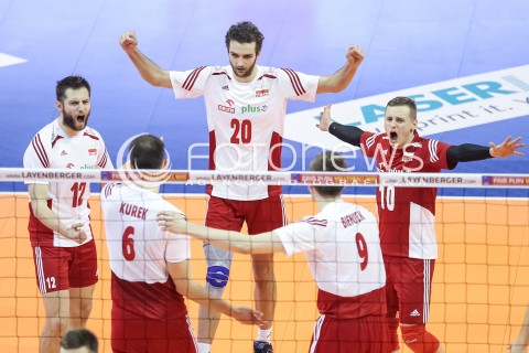  10.01.2016 BERLIN NIEMCY<br />SIATKOWKA MEZCZYZN KWALIFIKACJE DO IGRZYSK OLIMPIJSKICH W BRAZYLII <br />2016 Mens Volleyball European Olympic Qualification Tournament in Berlin<br />MECZ O 3. MIEJSCE - 3RD PLACE MATCH<br />MECZ POLSKA - NIEMCY ( Poland - Germany ) <br />N/Z MATEUSZ MIKA DAMIAN WOJTASZEK GRZEGORZ LOMACZ RADOSC EMOCJE <br /> 