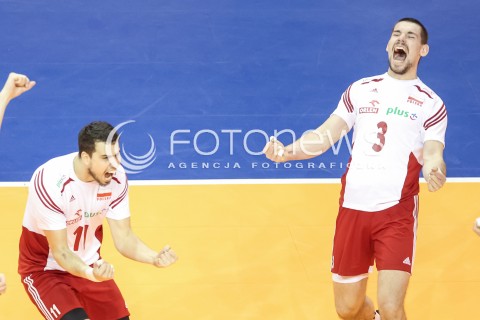  10.01.2016 BERLIN NIEMCY<br />SIATKOWKA MEZCZYZN KWALIFIKACJE DO IGRZYSK OLIMPIJSKICH W BRAZYLII <br />2016 Mens Volleyball European Olympic Qualification Tournament in Berlin<br />MECZ O 3. MIEJSCE - 3RD PLACE MATCH<br />MECZ POLSKA - NIEMCY ( Poland - Germany ) <br />N/Z FABIAN DRZYZGA DAWID KONARSKI RADOSC EMOCJE <br /> 