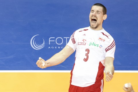  10.01.2016 BERLIN NIEMCY<br />SIATKOWKA MEZCZYZN KWALIFIKACJE DO IGRZYSK OLIMPIJSKICH W BRAZYLII <br />2016 Mens Volleyball European Olympic Qualification Tournament in Berlin<br />MECZ O 3. MIEJSCE - 3RD PLACE MATCH<br />MECZ POLSKA - NIEMCY ( Poland - Germany ) <br />N/Z DAWID KONARSKI RADOSC EMOCJE SYLWETKA <br /> 