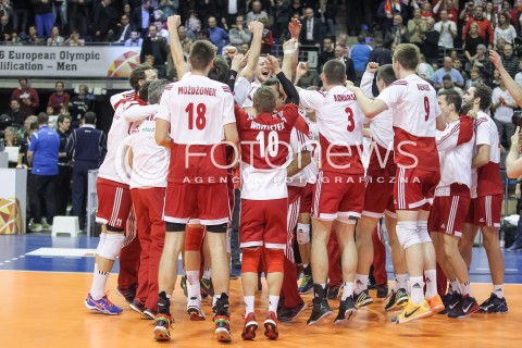  10.01.2016 BERLIN NIEMCY<br />SIATKOWKA MEZCZYZN KWALIFIKACJE DO IGRZYSK OLIMPIJSKICH W BRAZYLII <br />2016 Mens Volleyball European Olympic Qualification Tournament in Berlin<br />MECZ O 3. MIEJSCE - 3RD PLACE MATCH<br />MECZ POLSKA - NIEMCY ( Poland - Germany ) <br />N/Z SIATKARZE REPREZENTACJI POLSKI RADOSC EMOCJE WYGRANA ZWYCIESTWO AWANS<br /> 