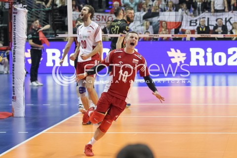  10.01.2016 BERLIN NIEMCY<br />SIATKOWKA MEZCZYZN KWALIFIKACJE DO IGRZYSK OLIMPIJSKICH W BRAZYLII <br />2016 Mens Volleyball European Olympic Qualification Tournament in Berlin<br />MECZ O 3. MIEJSCE - 3RD PLACE MATCH<br />MECZ POLSKA - NIEMCY ( Poland - Germany ) <br />N/Z DAMIAN WOJTASZEK RADOSC EMOCJE WYGRANA ZWYCIESTWO AWANS SYLWETKA <br /> 