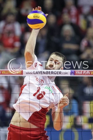  10.01.2016 BERLIN NIEMCY<br />SIATKOWKA MEZCZYZN KWALIFIKACJE DO IGRZYSK OLIMPIJSKICH W BRAZYLII <br />2016 Mens Volleyball European Olympic Qualification Tournament in Berlin<br />MECZ O 3. MIEJSCE - 3RD PLACE MATCH<br />MECZ POLSKA - NIEMCY ( Poland - Germany ) <br />N/Z MARCIN MOZDZONEK SYLWETKA ATAK<br /> 