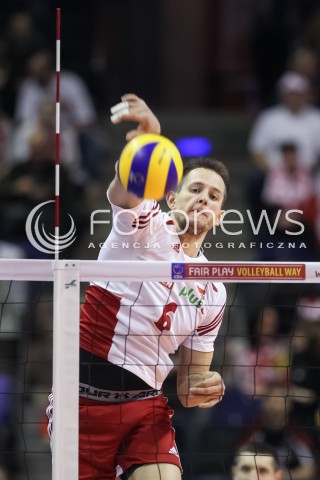  10.01.2016 BERLIN NIEMCY<br />SIATKOWKA MEZCZYZN KWALIFIKACJE DO IGRZYSK OLIMPIJSKICH W BRAZYLII <br />2016 Mens Volleyball European Olympic Qualification Tournament in Berlin<br />MECZ O 3. MIEJSCE - 3RD PLACE MATCH<br />MECZ POLSKA - NIEMCY ( Poland - Germany ) <br />N/Z BARTOSZ KUREK SYLWETKA ATAK<br /> 