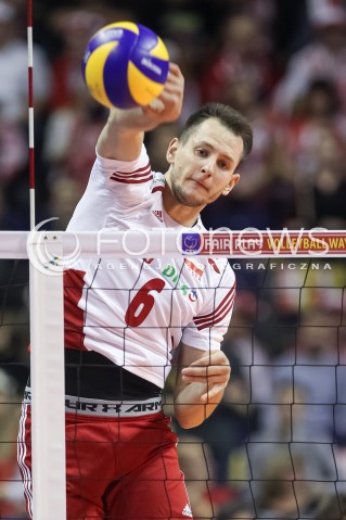  10.01.2016 BERLIN NIEMCY<br />SIATKOWKA MEZCZYZN KWALIFIKACJE DO IGRZYSK OLIMPIJSKICH W BRAZYLII <br />2016 Mens Volleyball European Olympic Qualification Tournament in Berlin<br />MECZ O 3. MIEJSCE - 3RD PLACE MATCH<br />MECZ POLSKA - NIEMCY ( Poland - Germany ) <br />N/Z BARTOSZ KUREK SYLWETKA ATAK<br /> 