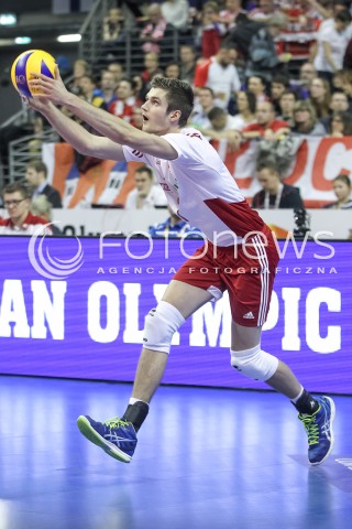  10.01.2016 BERLIN NIEMCY<br />SIATKOWKA MEZCZYZN KWALIFIKACJE DO IGRZYSK OLIMPIJSKICH W BRAZYLII <br />2016 Mens Volleyball European Olympic Qualification Tournament in Berlin<br />MECZ O 3. MIEJSCE - 3RD PLACE MATCH<br />MECZ POLSKA - NIEMCY ( Poland - Germany ) <br />N/Z KAROL KLOS SYLWETKA <br /> 