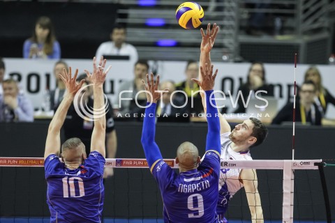  10.01.2016 BERLIN NIEMCY<br />SIATKOWKA MEZCZYZN KWALIFIKACJE DO IGRZYSK OLIMPIJSKICH W BRAZYLII <br />2016 Mens Volleyball European Olympic Qualification Tournament in Berlin<br />MECZ O 1. MIEJSCE I AWANS DO RIO - FINAL<br />MECZ FRANCJA - ROSJA ( France - Russia ) <br />N/Z MAXIM MIKHAILOV <br /> 