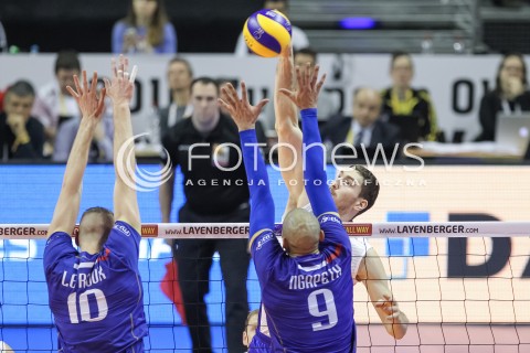  10.01.2016 BERLIN NIEMCY<br />SIATKOWKA MEZCZYZN KWALIFIKACJE DO IGRZYSK OLIMPIJSKICH W BRAZYLII <br />2016 Mens Volleyball European Olympic Qualification Tournament in Berlin<br />MECZ O 1. MIEJSCE I AWANS DO RIO - FINAL<br />MECZ FRANCJA - ROSJA ( France - Russia ) <br />N/Z MAXIM MIKHAILOV <br /> 