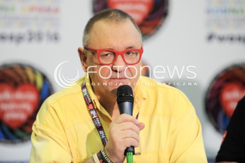  10.01.2016 WARSZAWA <br />FINAL 24 EDYCJI WIELKIEJ ORKIESTRY SWIATECZNEJ POMOCY<br />KONFERENCJA PRASOWA<br />N/Z JERZY OWSIAK<br /> 