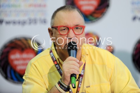  10.01.2016 WARSZAWA <br />FINAL 24 EDYCJI WIELKIEJ ORKIESTRY SWIATECZNEJ POMOCY<br />KONFERENCJA PRASOWA<br />N/Z JERZY OWSIAK<br /> 