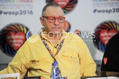  10.01.2016 WARSZAWA <br />FINAL 24 EDYCJI WIELKIEJ ORKIESTRY SWIATECZNEJ POMOCY<br />KONFERENCJA PRASOWA<br />N/Z JERZY OWSIAK<br /> 