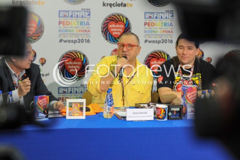  10.01.2016 WARSZAWA <br />FINAL 24 EDYCJI WIELKIEJ ORKIESTRY SWIATECZNEJ POMOCY<br />KONFERENCJA PRASOWA<br />N/Z JERZY OWSIAK<br /> 
