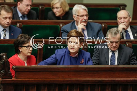  13.01.2016 WARSZAWA SEJM<br />POSIEDZENIE SEJMU VIII KADENCJI<br />N/Z PREMIER BEATA SZYDLO ELZBIETA WITEK PIOTR GLINSKI<br /> 