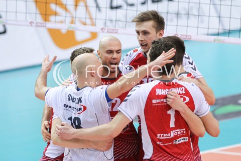  13.01.2016 RZESZOW<br />SIATKOWKA PLUSLIGA 2015/2016 MEN VOLLEYBALL POLAND POLISH PLUS LIGA LEAGUE SEASON 2015/2016<br />MECZ ASSECO RESOVIA RZESZOW - EFFECTOR KIELCE <br />N/Z MATEUSZ BIENIEK IGOR VITIUK RADOSC EMOCJE <br /> 