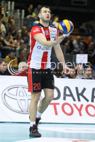  13.01.2016 RZESZOW<br />SIATKOWKA PLUSLIGA 2015/2016 MEN VOLLEYBALL POLAND POLISH PLUS LIGA LEAGUE SEASON 2015/2016<br />MECZ ASSECO RESOVIA RZESZOW - EFFECTOR KIELCE <br />N/Z DOMINIK WITCZAK SYLWETKA <br /> 