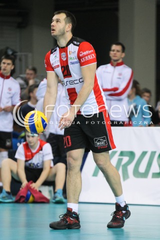  13.01.2016 RZESZOW<br />SIATKOWKA PLUSLIGA 2015/2016 MEN VOLLEYBALL POLAND POLISH PLUS LIGA LEAGUE SEASON 2015/2016<br />MECZ ASSECO RESOVIA RZESZOW - EFFECTOR KIELCE <br />N/Z DOMINIK WITCZAK SYLWETKA <br /> 