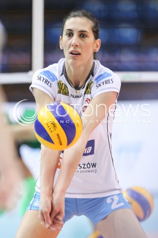  14.01.2016 RZESZOW<br />SIATKOWKA ORLEN LIGA 2015/2016 WOMEN VOLLEYBALL POLAND POLISH ORLENLIGA LEAGUE SEASON 2015/2016<br />MECZ DEVELOPRES SKYRES RZESZOW - IMPEL WROCLAW<br />N/Z ANA OTASEVIC SYLWETKA<br /> 